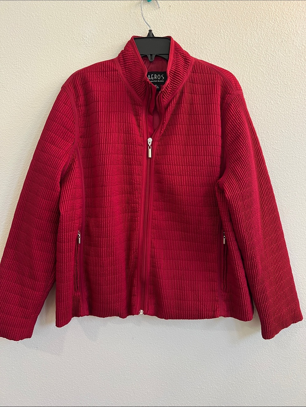 AEROS by Kristen Blake Vintage Quilted Jacket Full Zip Burgundy Women 1XL